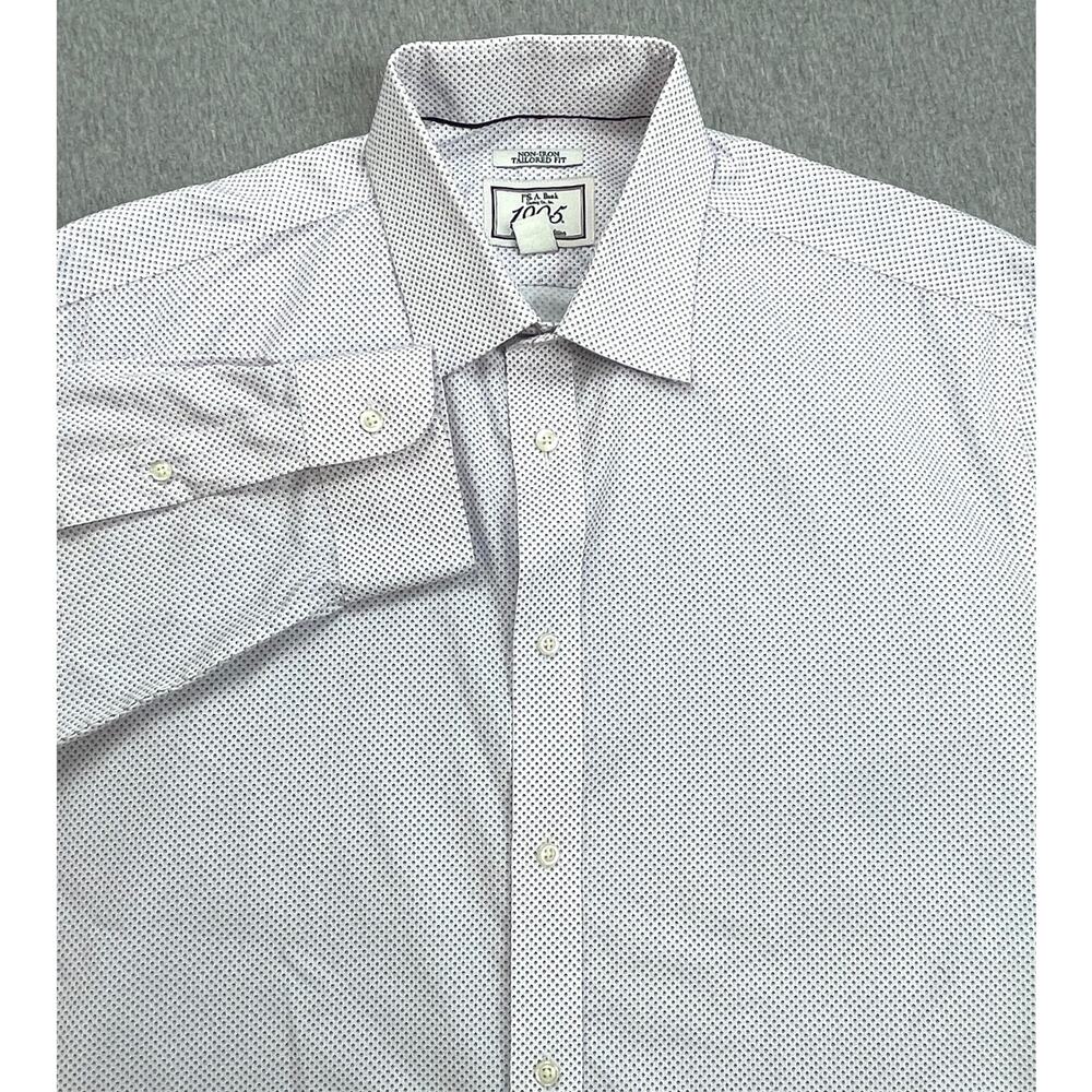 Jos A Bank 1905 Shirt Mens 16.5-32 Geometric 100% Cotton Tailored Fit Button Up